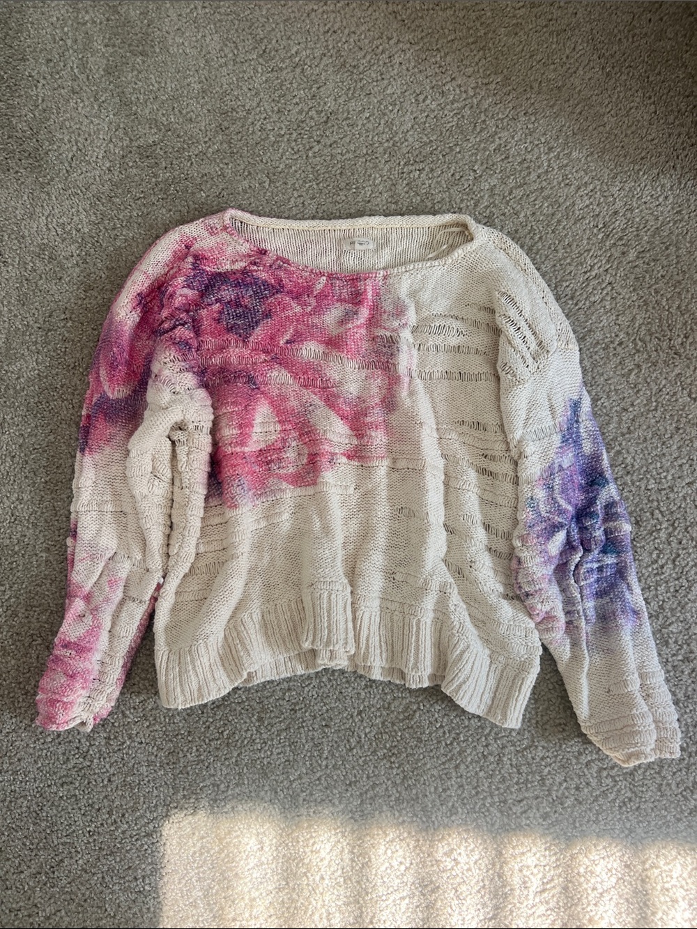 Pilcro Floral Knit Cropped Sweater Size L